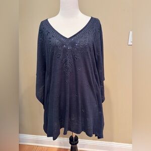 Michael Kors Women's Navy Blue Boho Top Loose Flowing Sleeves Size XS - NWT